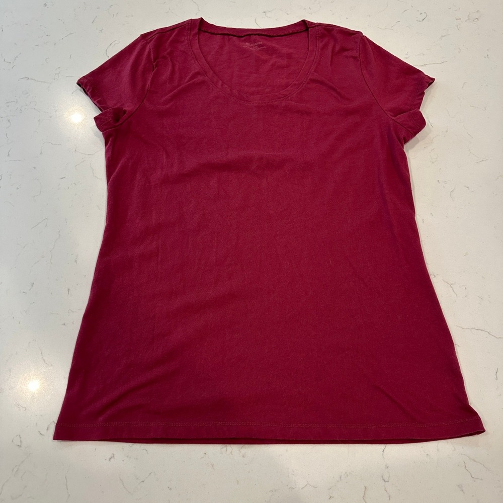 No Boundaries Womens Burgundy Scoop Neck Short Sleeve T-Shirt Size L 11-13